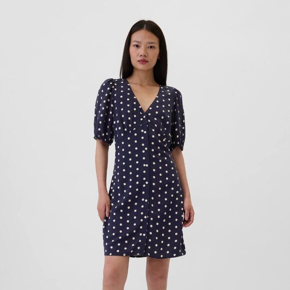 GAP | Puff Sleeve Button-Front Mini Dress - Picture 1 of 4
